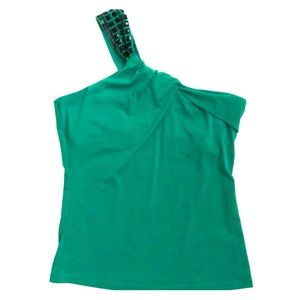 The Limited One shoulder top, green, size small